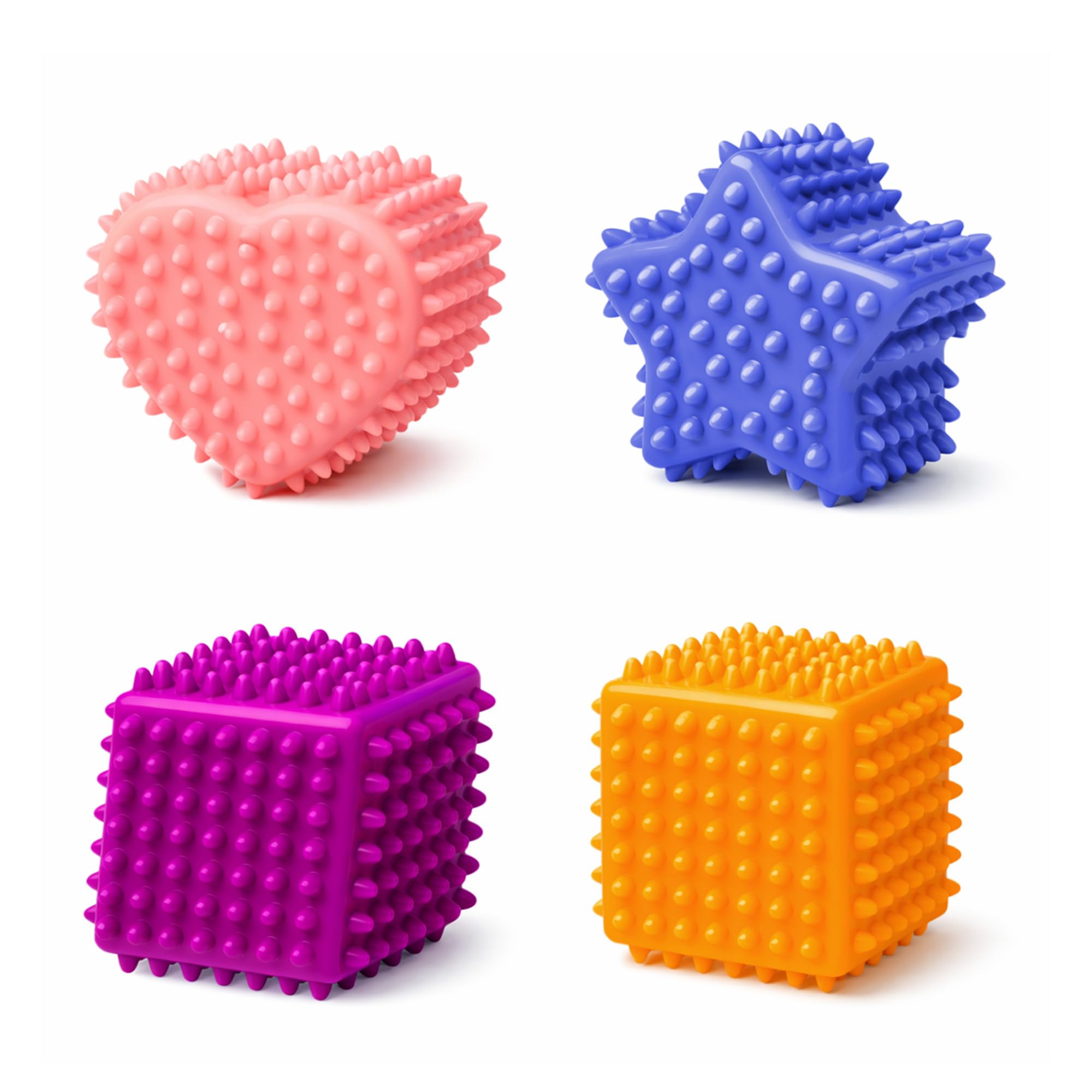 ROHSCE Soft Spiky Sensory Balls - Montessori Toys Baby Balls 6 to 12 Months Textured Geometric Shapes for Babies' Sensory Development,Massage Sensory