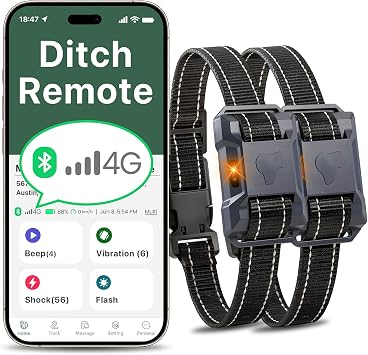 Bluetooth 4G Dog Shock Collar 2 Dogs Unlimited Dog Training Collar with Remote Control Beep Vibration116 Safe Shock199, Rechargeable Waterproof Shock Collar for Dogs 5-120lbs, Small Medium Large