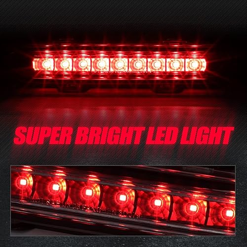 Miniatura 4 de Auto Dynasty Luz de freno trasera completa LED de montaje alto en el centro 3 tercera luz de cola Compatible con Charger 2006-2010, carcasa negra