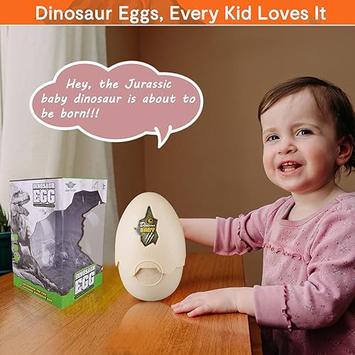 Miniatura 5 de Marsjoy Huevo de dinosaurio de Pascua, huevo de dinosaurio para incubar con figura de acción de dinosaurio realista con sonido y luces LED, control