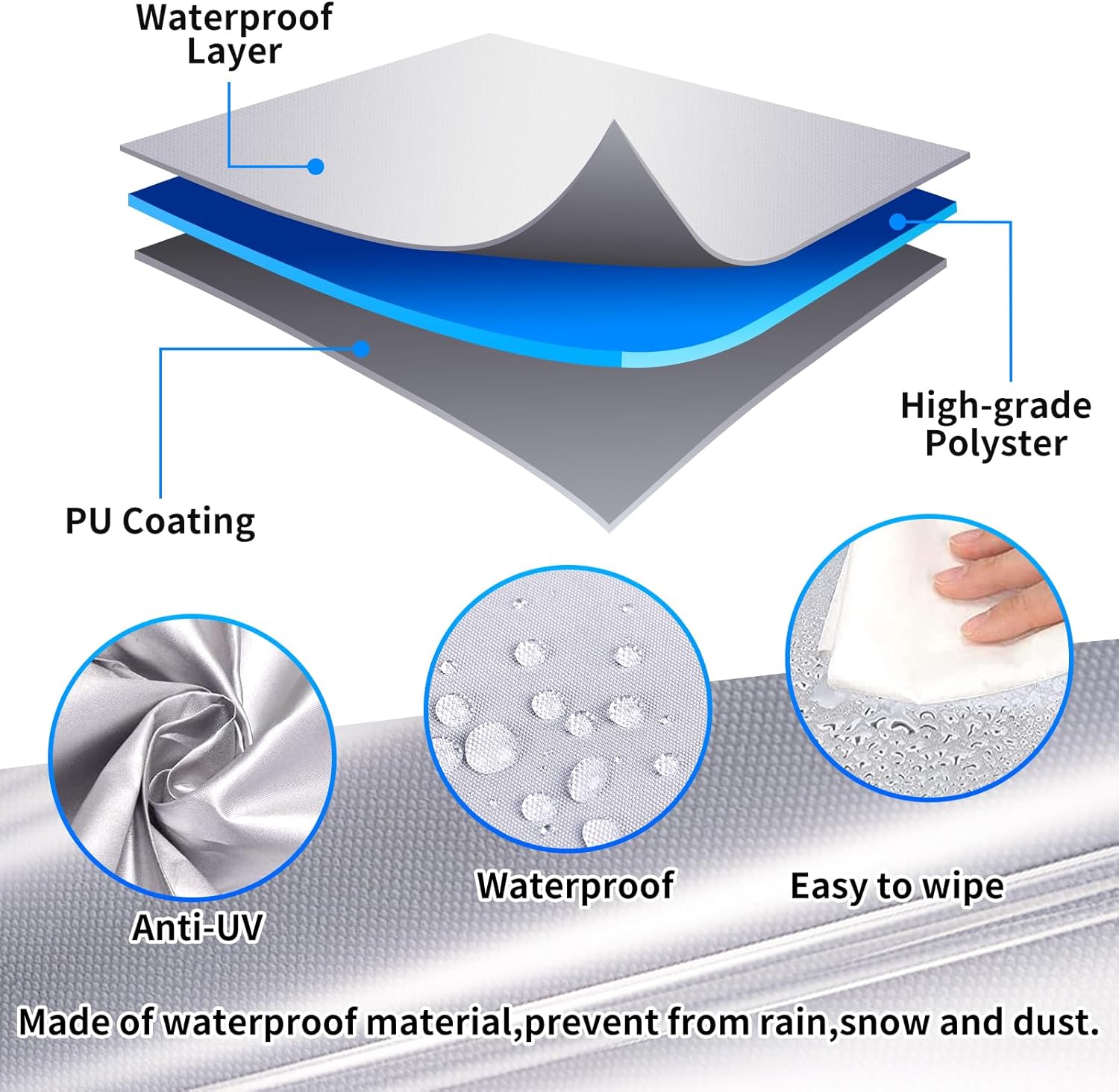 120 x 55 x 60 cm/LxWxH Outdoor Table Cover Waterproof Oxford 420D Rectangular Garden Furniture Cover Windproof, Anti-UV for Outdoor Furniture, Various Sizes