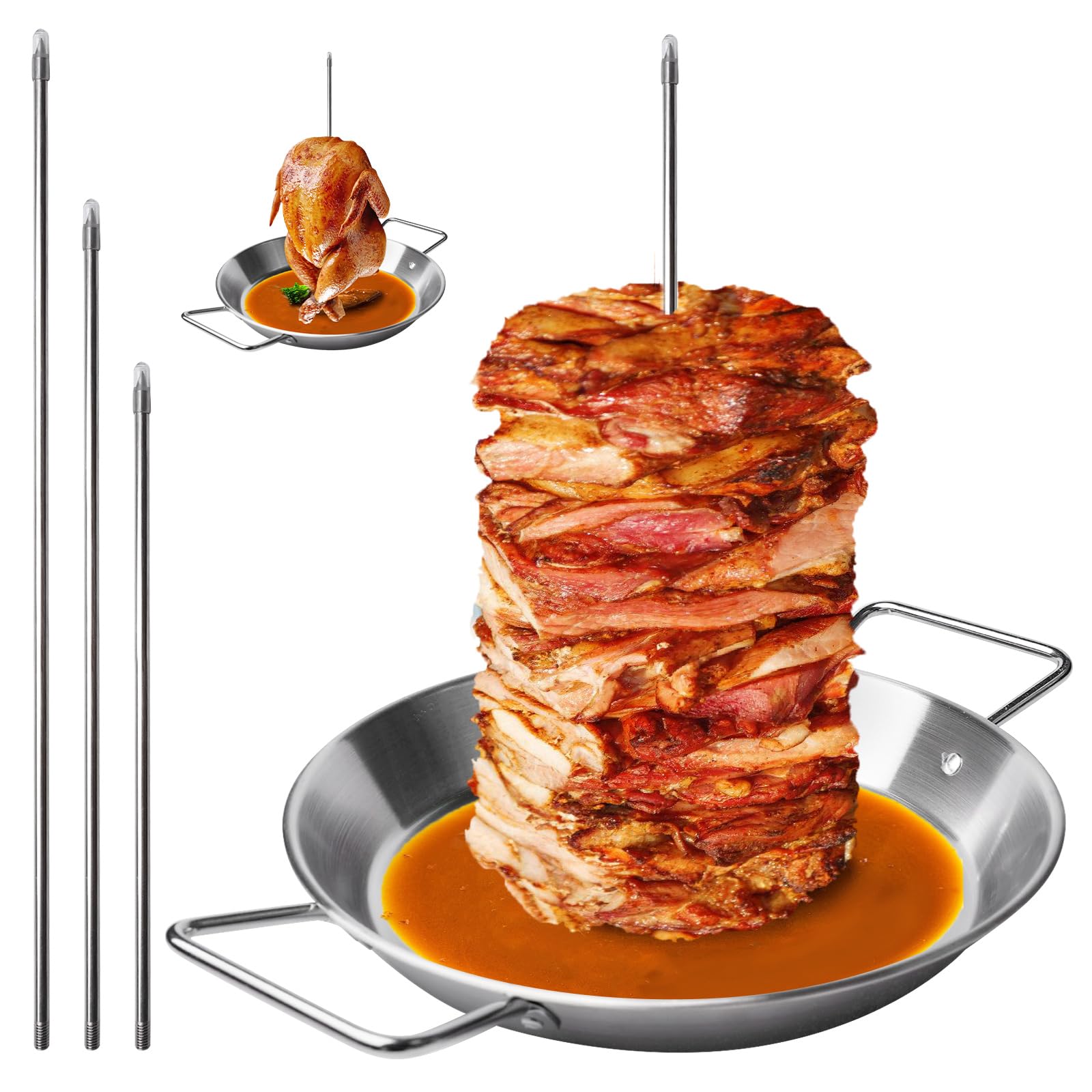 Brochette De Viande Verticale En Acier Inoxydable, Brochette Verticale En Acier Inoxydable, Brochettes Verticales Pour Barbecue Idéale Pour Pour Grill, Poulet Moyen, Steak, Kebab(8,10,12 Pouces)