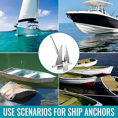 Miniatura 4 de Kit de anclaje para barco de 13 libras, anclaje de acero galvanizado por inmersión en caliente, ancla marina con ancla, cuerda, grilletes, cadena