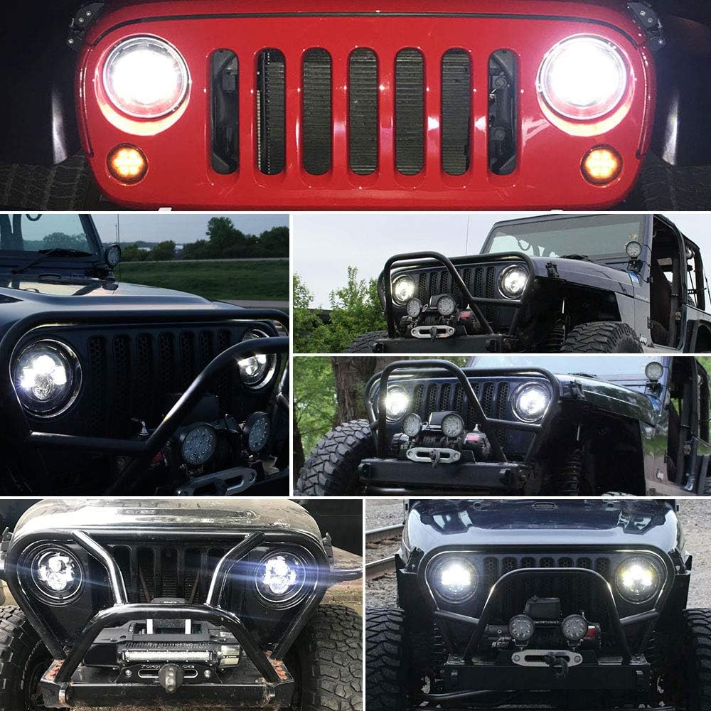 Flаѕh Dеаlѕ - 70% оƒƒ DOT Approved 90W 7 Inch Round LED Headlight High Low Beam Compatible with Jeep Wrangler 97-2017 JK TJ LJ JKU Rubicon Sahara H1 H2 Toyota Land Cruiser Dodge Dakota 2 PCS Black Bеѕt Dеаl DOT Approved 90W 7 Inch Round LED Headlight High Low Beam Compatible with Jeep Wrangler 97-2017 JK TJ LJ JKU Rubicon Sahara H1 H2 Toyota Land Cruiser Dodge Dakota 2 PCS Black