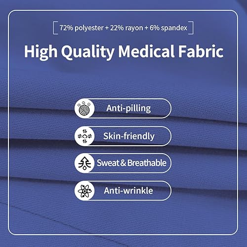 Miniatura 3 de VIAOLI Conjunto de uniformes médicos para mujer, conjunto de uniformes médicos para mujer, camiseta con cuello en V y pantalón deportivo para