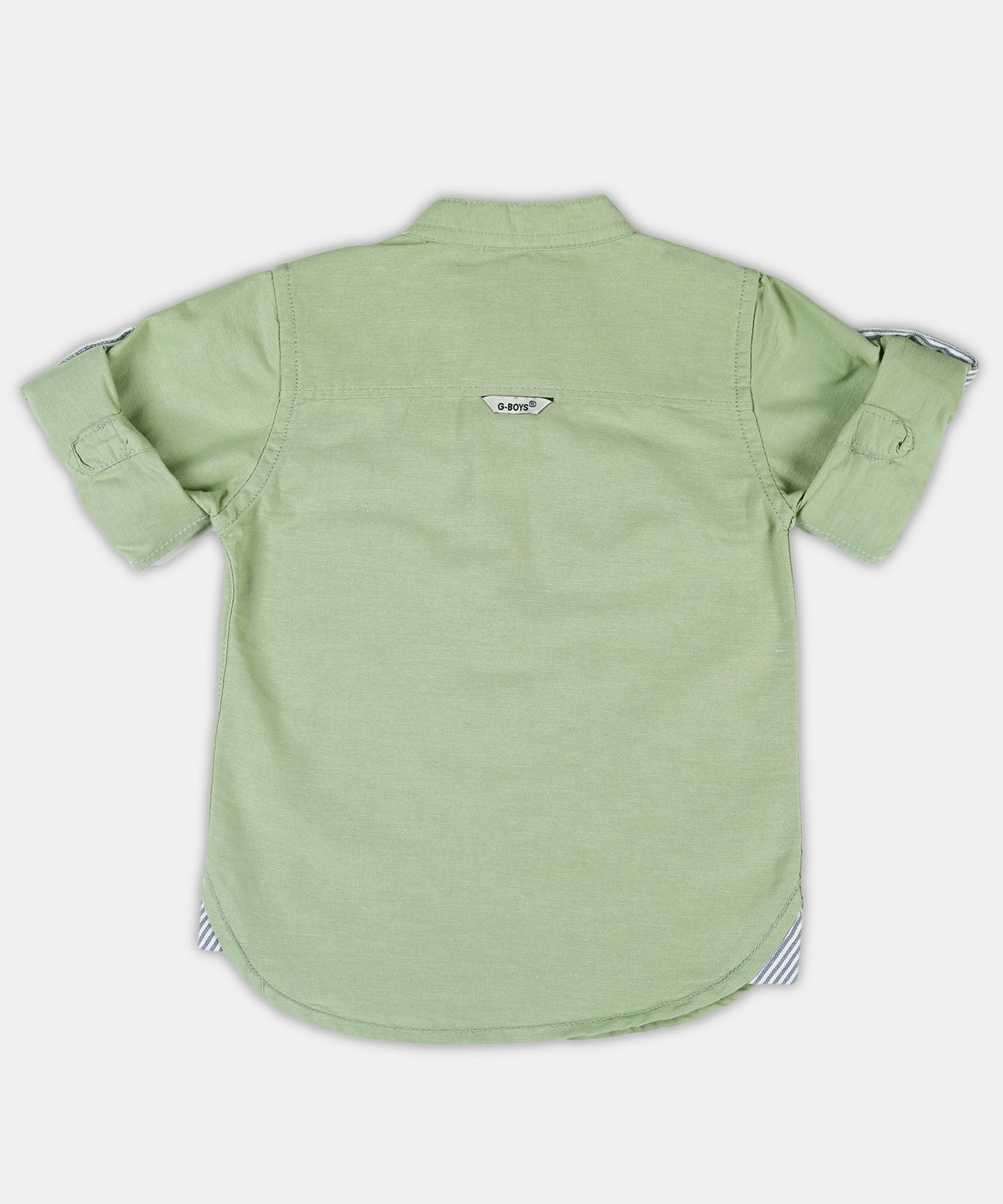 Pooja Baby Kids Stylish Solid Style Cotton Regular Fit Kurta Formal Boys Shirt Casual Wear Buttoned Kurta for Boys (14-15 Years, Light Green) - Image 4 thumbnail