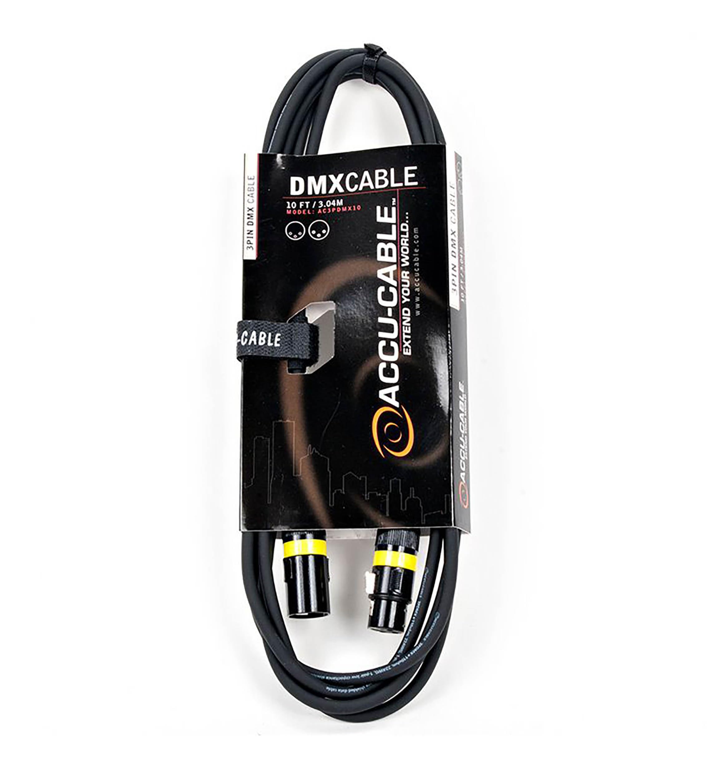 Accu Cable AC3PDMX10 3m 3 Pin DMX Cable - Black