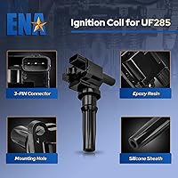 Vista 2 de ENA Juego de 2 bobinas de encendido compatibles con Hyundai Kia 2001-2006 Santa Fe Magentis Optima, 1999 2000 2001 2002 2003 2004 2005 Sonata 2.4L