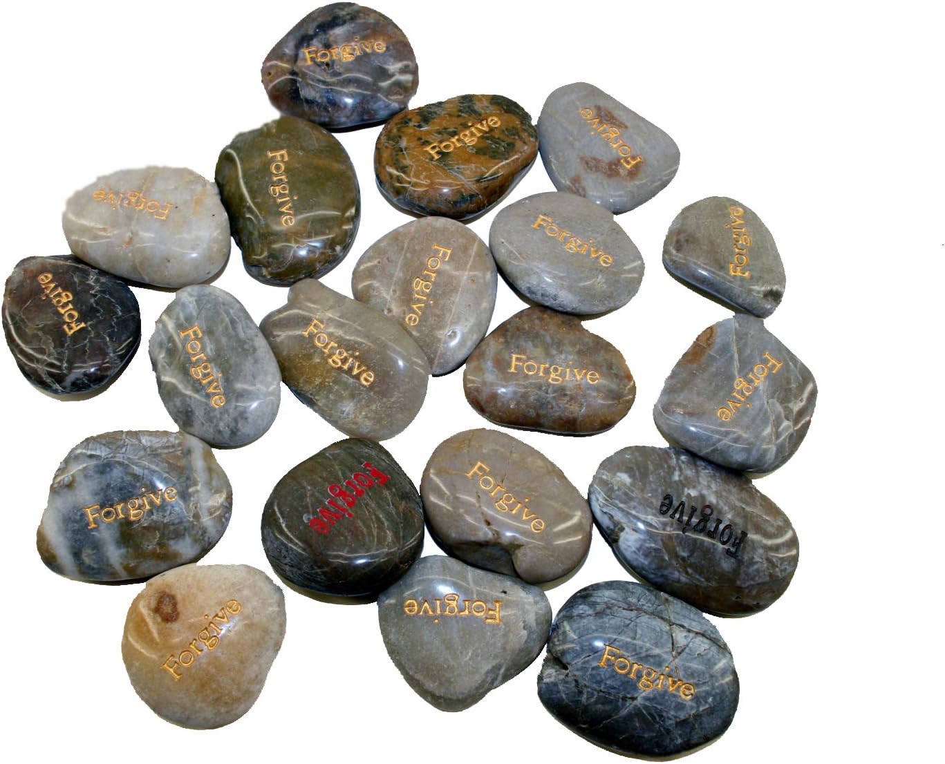 Wholesale Inspirational Word River Stones Etched Bulk Lot 40pcs Big Stones Forgive