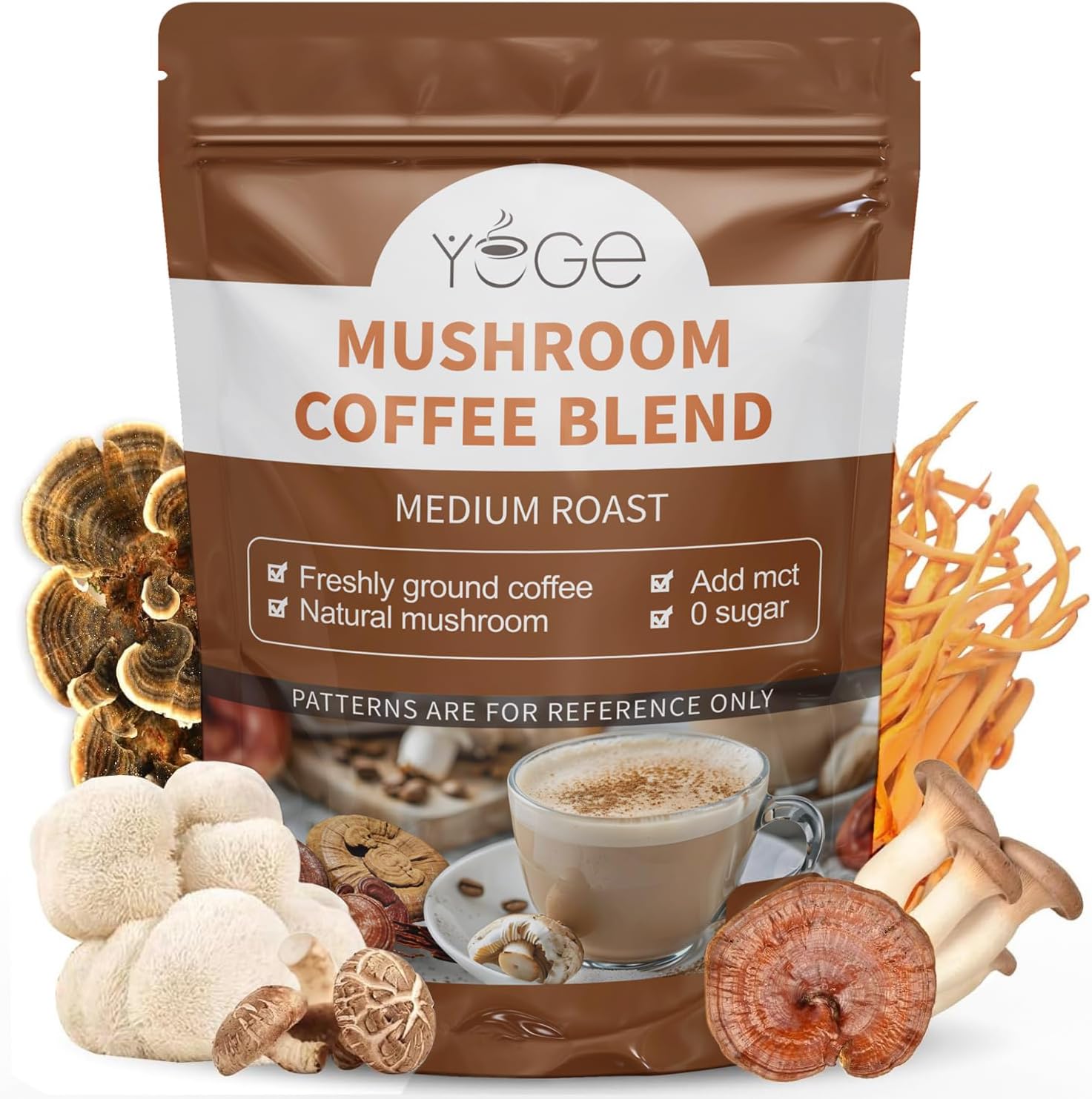 - Mushroom Coffee, 6 Adaptogenic Mushrooms with Cordyceps, Reishi, King Trumpet, Shiitake, Turkey Tail, Lions Mane, Instant Coffee Powder for Energy, Focus, Digestion & Immune Support, 30 Servings