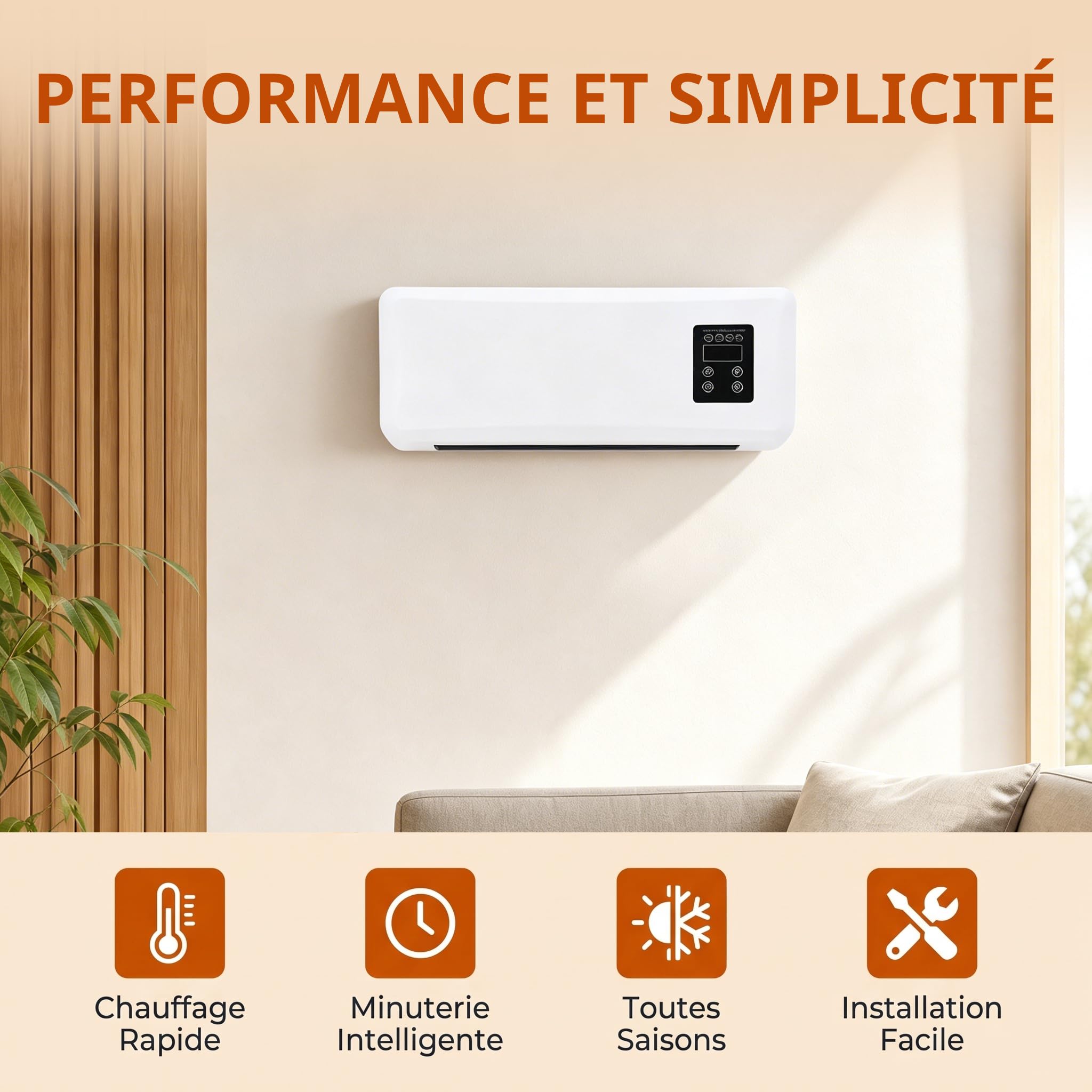 Mini Climatiseur Mural, Climatiseur Portable avec Télécommande, Minuterie 8 Heures, Système de Climatisation Split, Système de Chauffage, pour Chambre à Coucher et Bureau