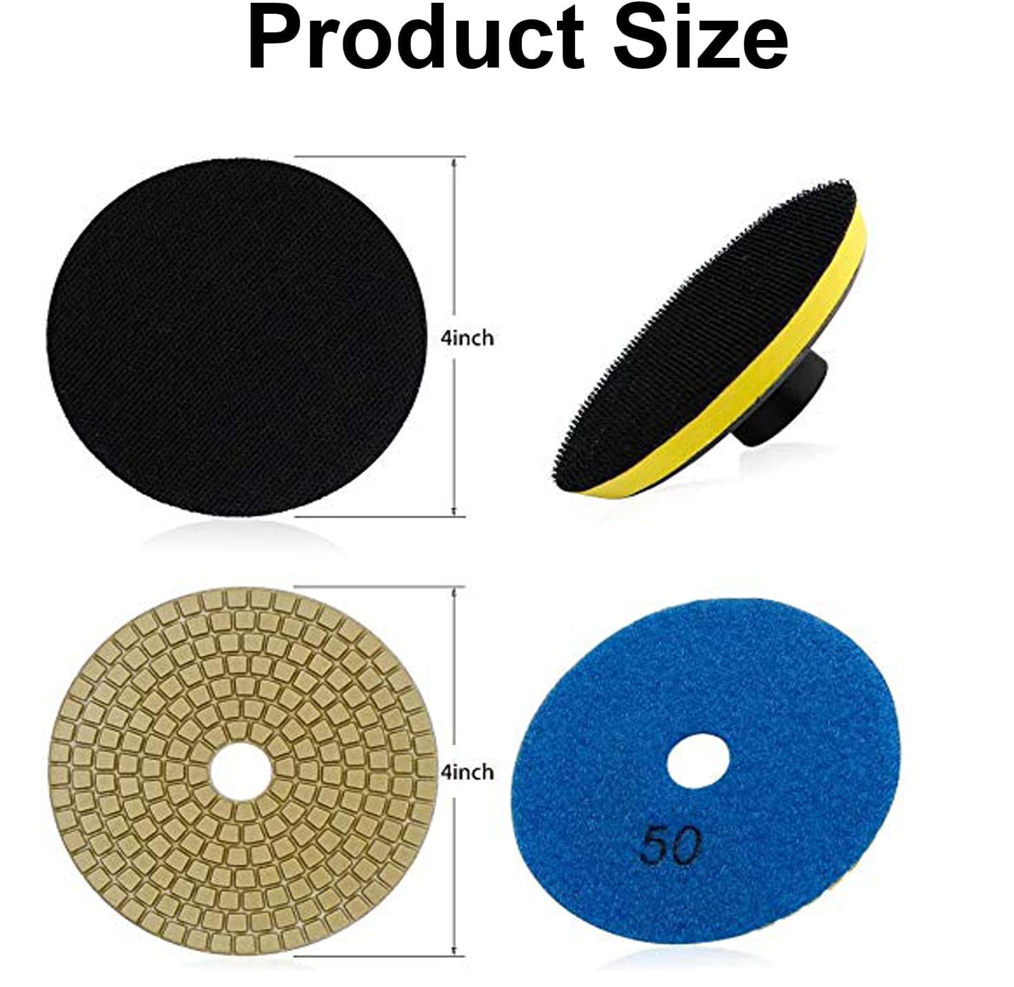 15PCS Diamond Polishing Pads Set,4''/100mm Wet Dry Stone Granite Tile Polish Pad - Image 3
