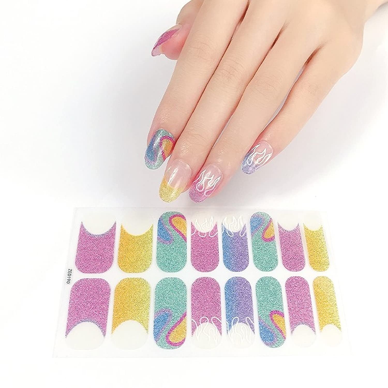 Simply Inked Multi-Color Shimmer Art Nail Strips, Designer Nail art Strips for Girls & Women-image-43