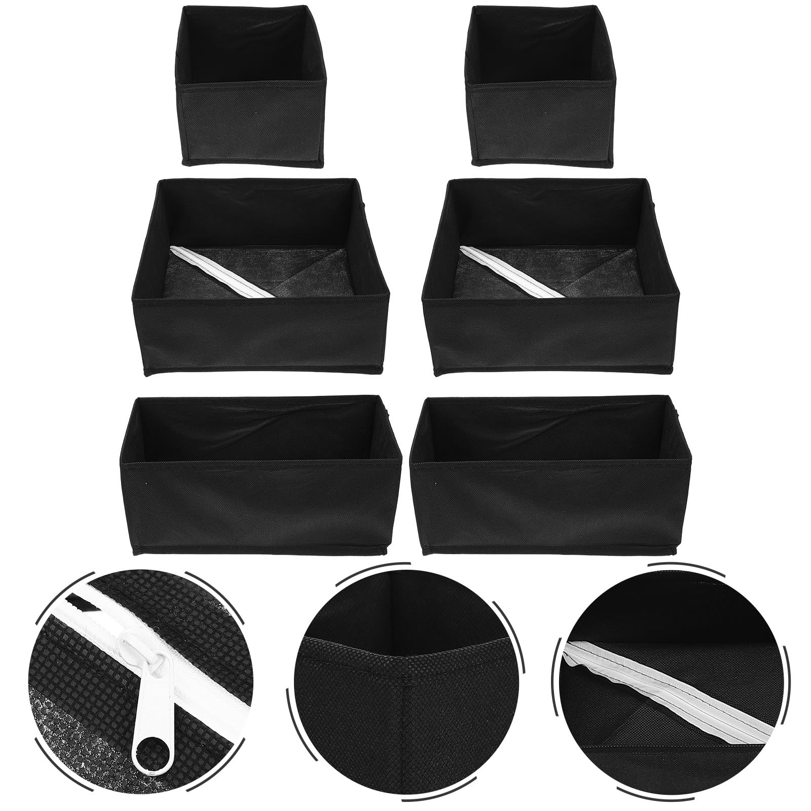 GLEAVI Organizadores Plegables de Tela para Ropa Interior y Calcetines, 6 Unidades Negras, Resistentes y Transpirables, para Guardar en Armarios y Cajones