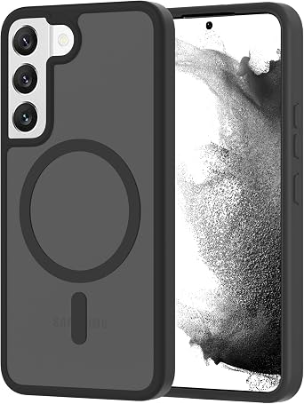 for Samsung Galaxy S22 Case Magnetic, Compatible with Magsafe 6.1 Inch Slim Fit Skin-Feel Heavy Duty Protection Wireless Charging Lightweight Shockproof Anti-Slip Protective Phone Cover Black