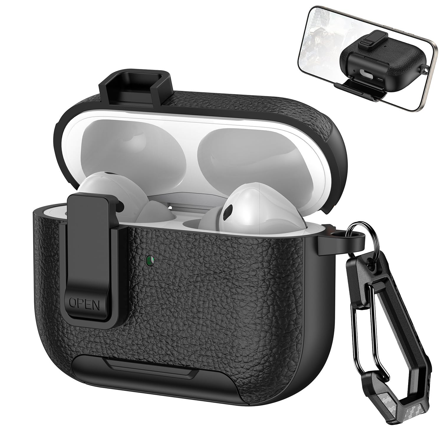 Hybrid Clear Case Cover for Apple Airpods Pro 3 (2025), Anti-Yellowing, Safety Lock, Phone Stand (Transparent Black with Lock) — Amazon image 12