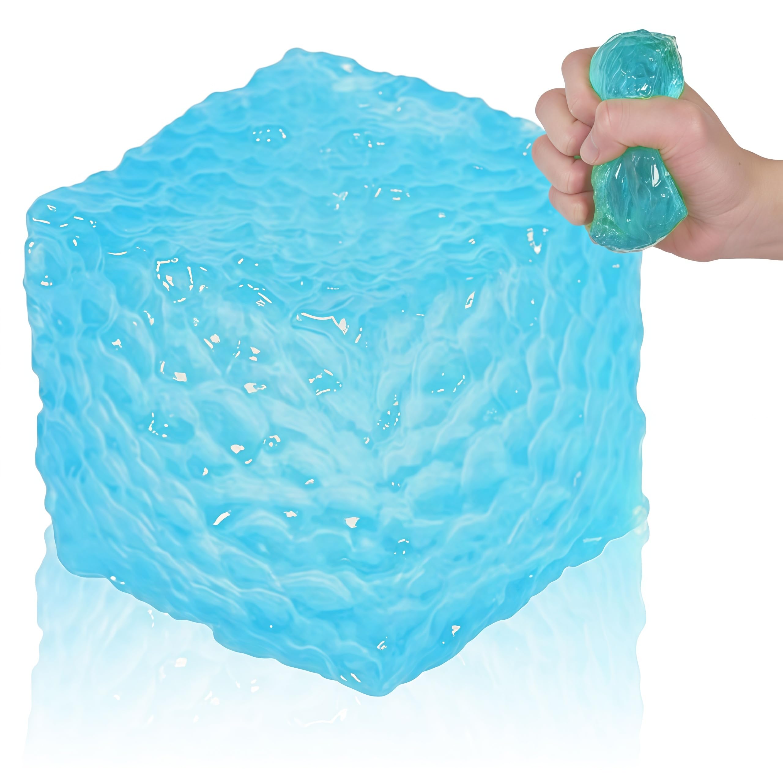Honeycomb Ice Cube Squishy Cubes, Durable Squeeze Toys Autism Stress Ball, Soft Fidget Cube for Adults and Boys & Girls Age 3+ (2.16in) (Blue)