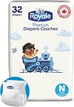 Royale Premium Diapers, Size NB (Up to 10 lb), 32 Count, Disposable Baby Diapers