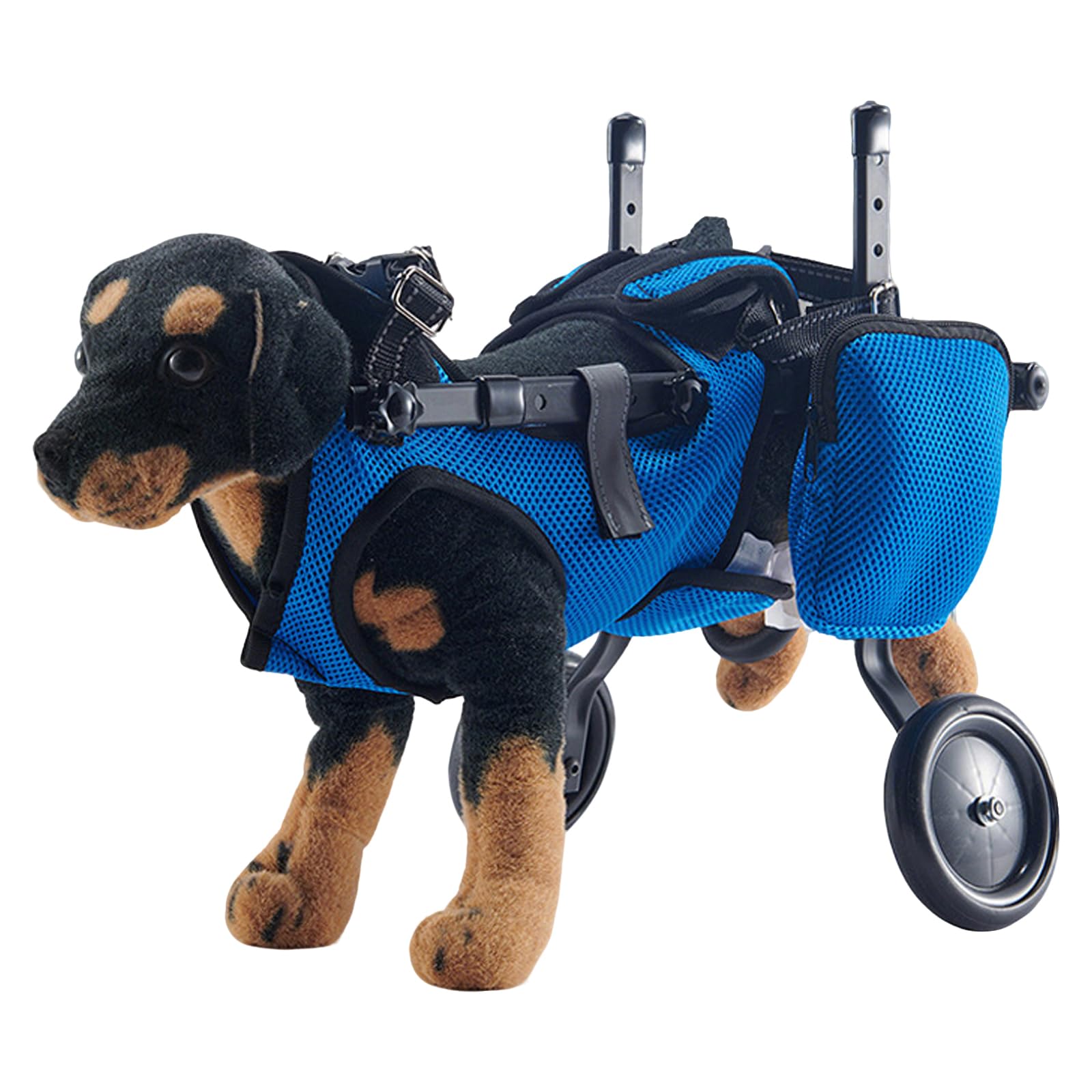 Silla de ruedas para patas traseras, ayuda a la curación, silla de ruedas ajustable de 2 ruedas para pequeños heridos, discapacitados, paralíticos o débiles en las patas traseras (azul, S)