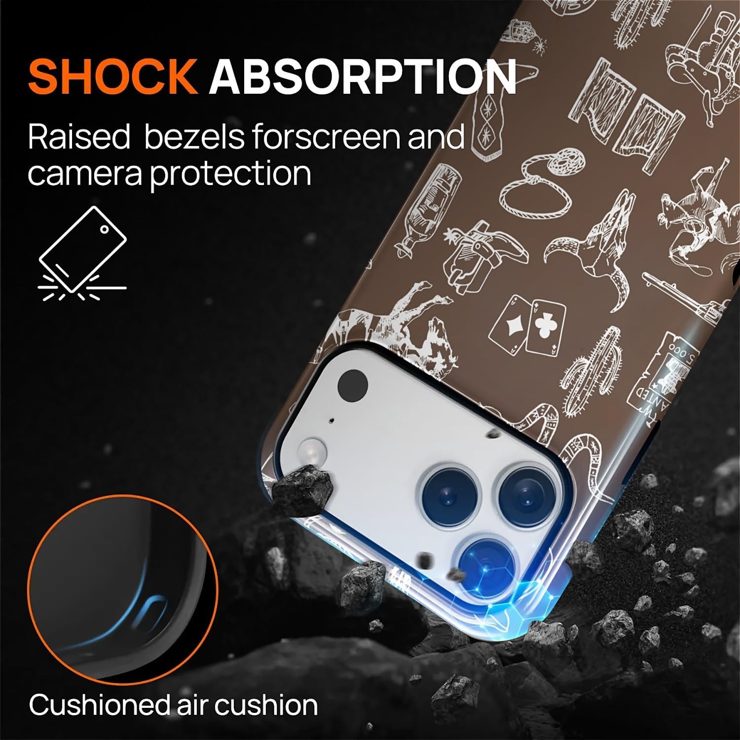 Magnetic Case for iPhone 17 Pro Max,Compatible with Magsafe PC Hard Shell Silicone Inner Bumper, Anti-Scratch Full-Body Cover Shockproof Slim Design Western Cowboy Collage - Image 5