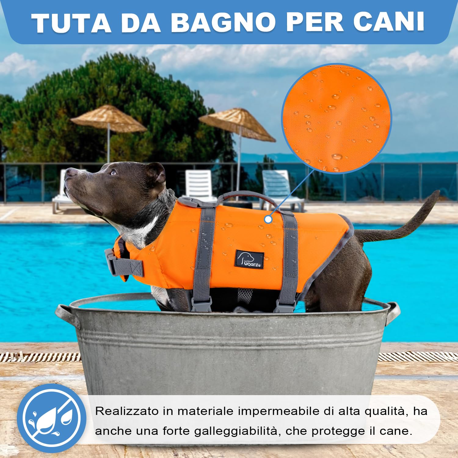Voarge Chaleco salvavidas para perros, chaleco salvavidas para mascotas, para perros, tamaño ajustable con fuerte asa de natación y rescate naranja, XS (XL)