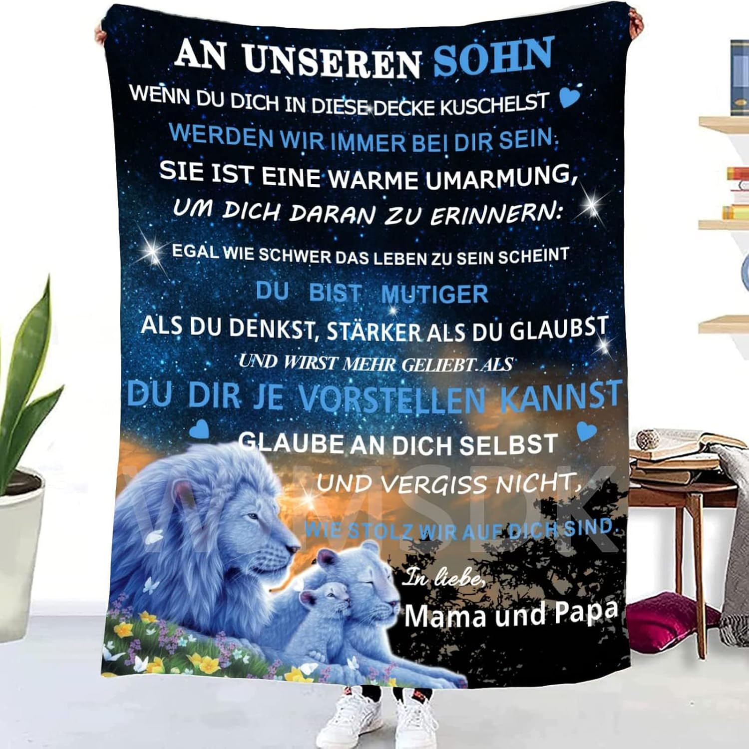 WJMSDK Personalisierte Decke Geschenke Für Sohn von Eltern