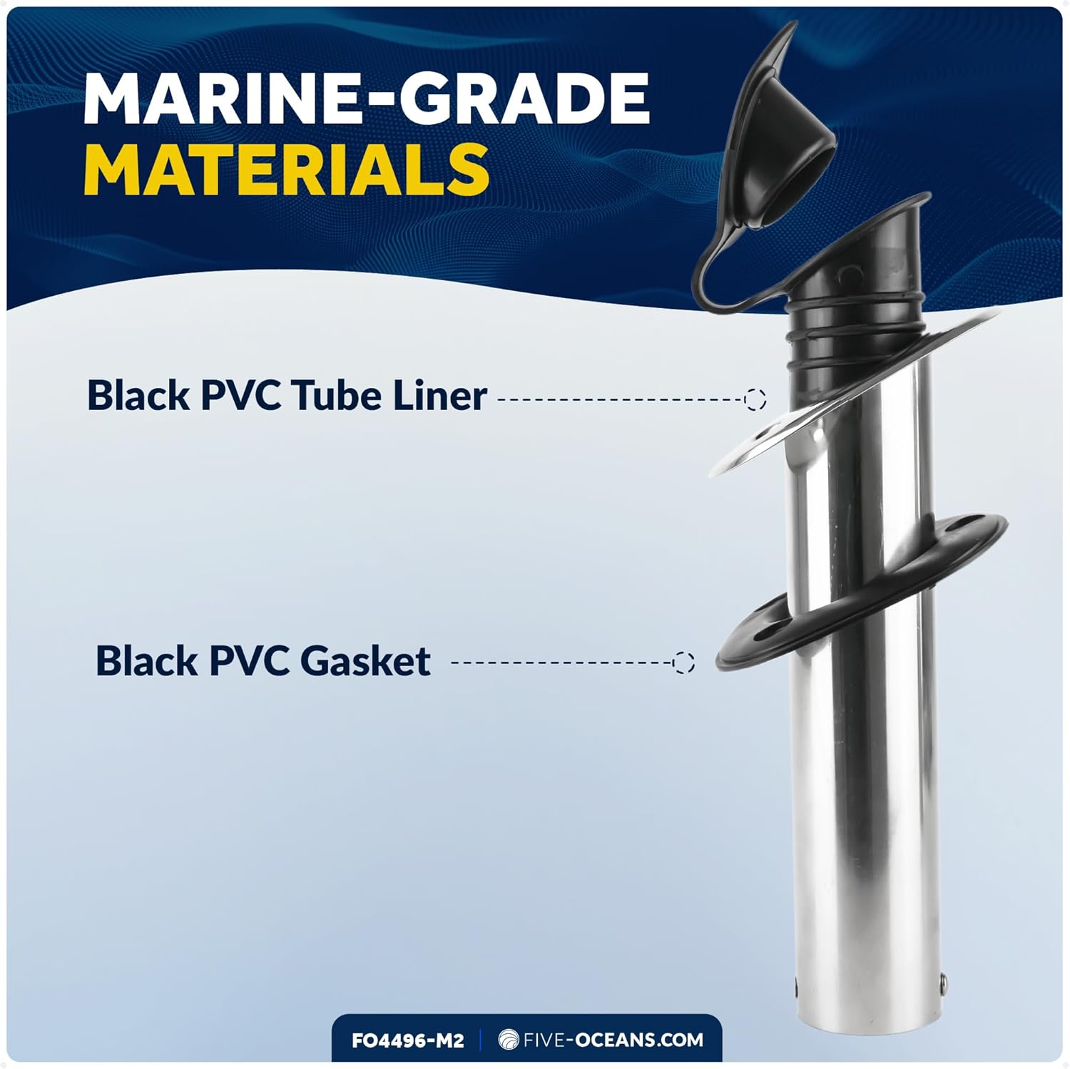 Five Oceans Fishing Rod Holder, 15/30/90 Degree Rod Holder for Boat, Clamp-on Fishing Rod Holder, Single Piece Rack Rod Holder