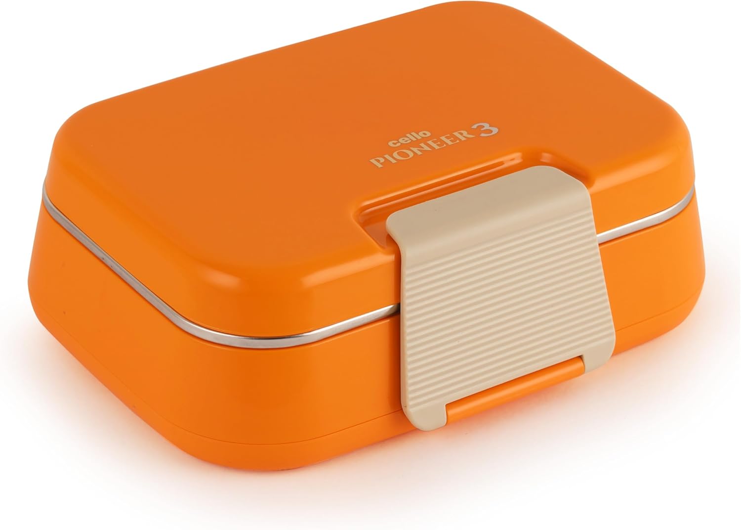 CELLO Pioneer | Insulated Lunch Box with Inner Steel | Separate Steel Compartments with Fork & Spoon | Ideal for College,Office, Outdoor Activities | Set of 1, Orange