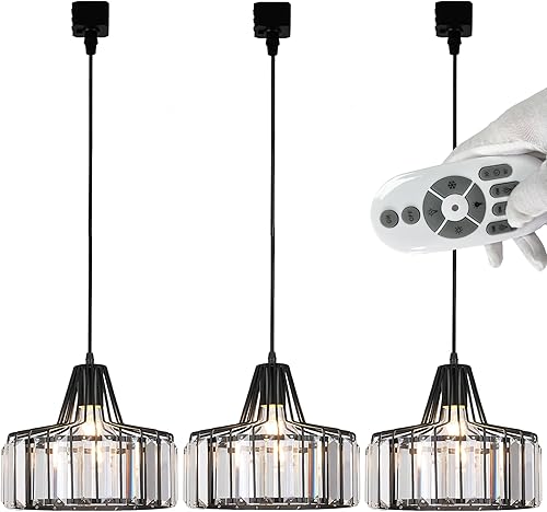 Miniatura 15 de Lámpara circular de cristal transparente, colgantes de iluminación de pista de halo de 3 pies con control remoto con bombillas de calor