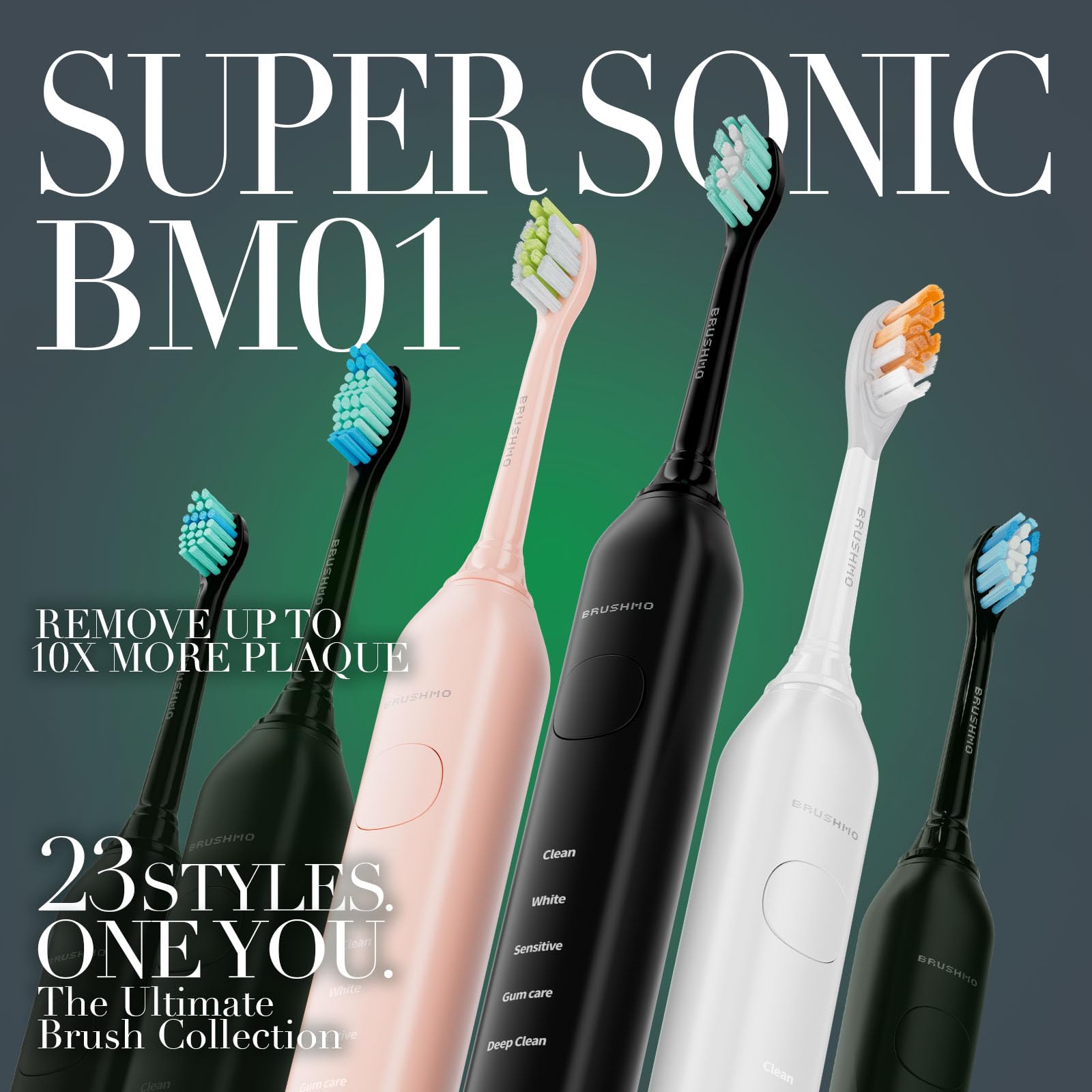 BRUSHMO BM01 Brosse à dents électrique sonique rechargeable, 5 modes, 4