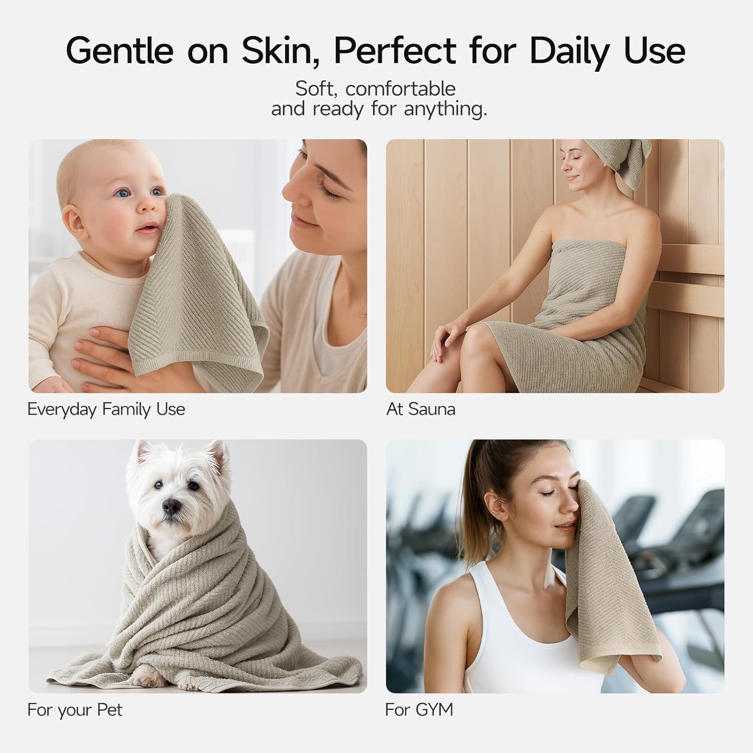 REDKISS 8-Piece Premium Towel Set, 2 Bath Towels, 2 Hand Towels, 4 Washcloths, 100% Cotton, Quick Dry, Highly Absorbent Towels for Bathroom, Gym, Hotel, Spa, Dark Coffee