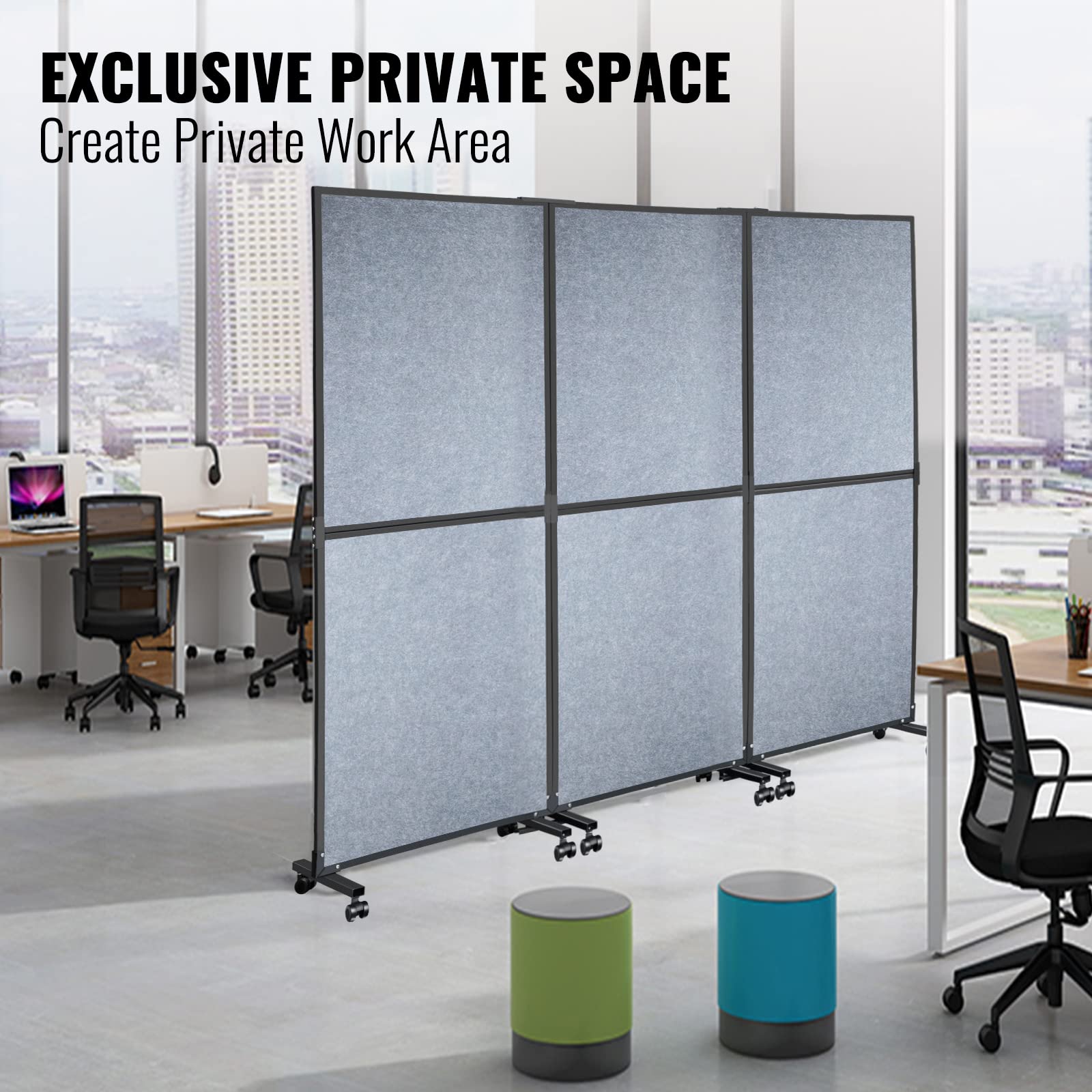 VEVOR Acoustic Room Divider 72" x 66" Office Partition Panel 3 Pack