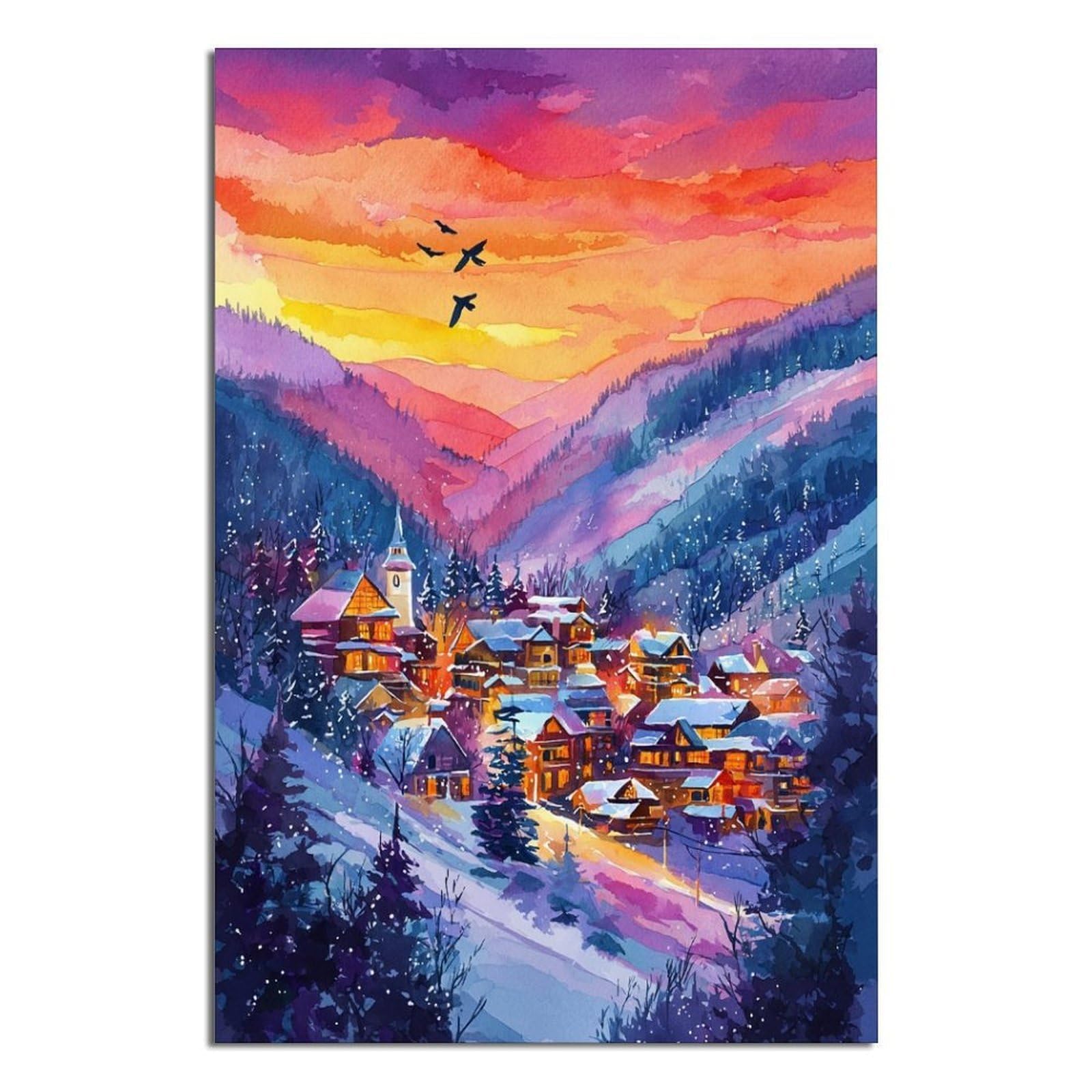 Vail Colorado Ski Posters 24x36inch(60x90cm) Vintage Watercolor Canvas Art
