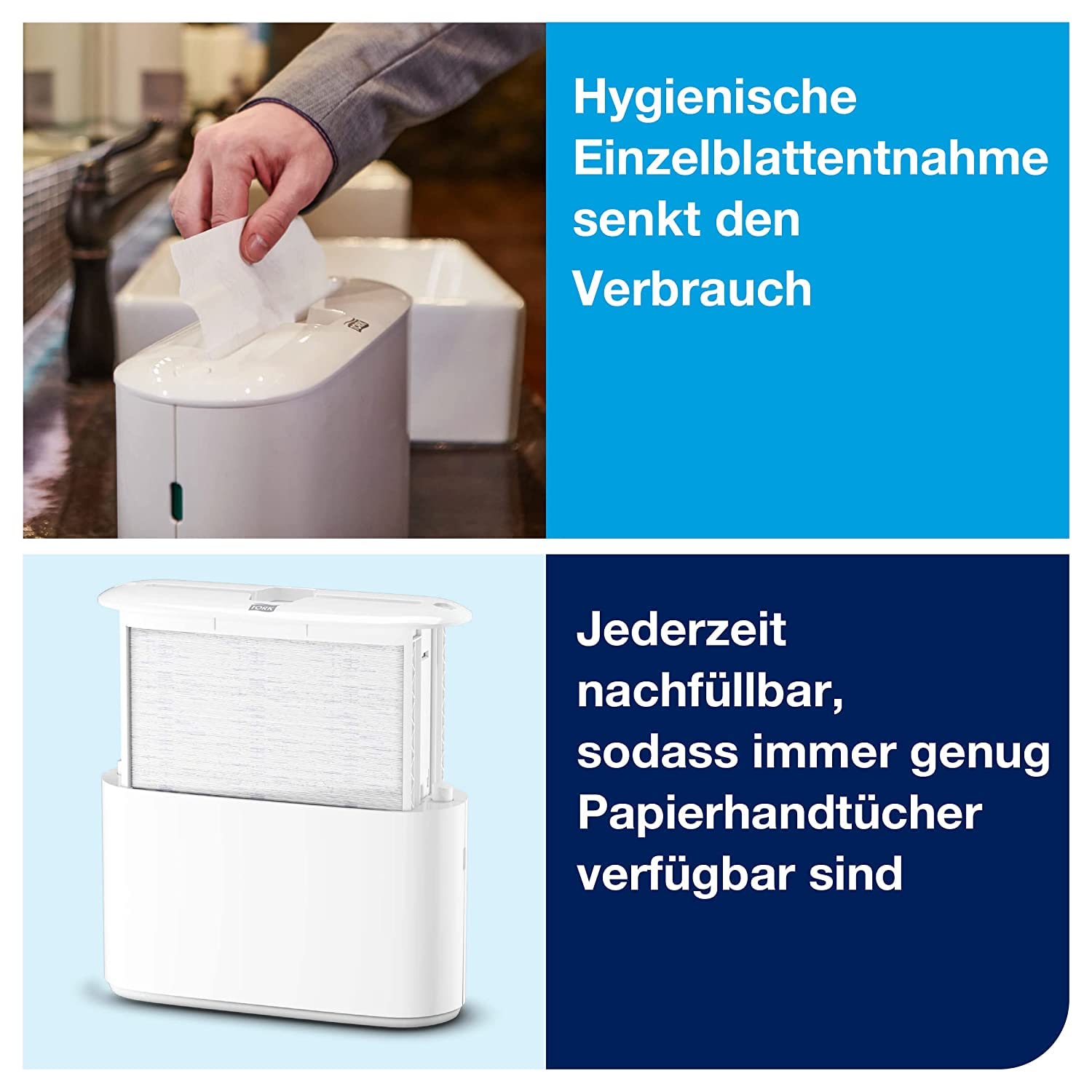 Tork Xpress Tischspender für Multifold Papierhandtücher - Weiß, 552200, H2 + Tork Xpress weiche Multifold Papierhandtücher 120289 - saugfähig und reißfest, 2-lagig, weiß - 21 x 180 Tücher