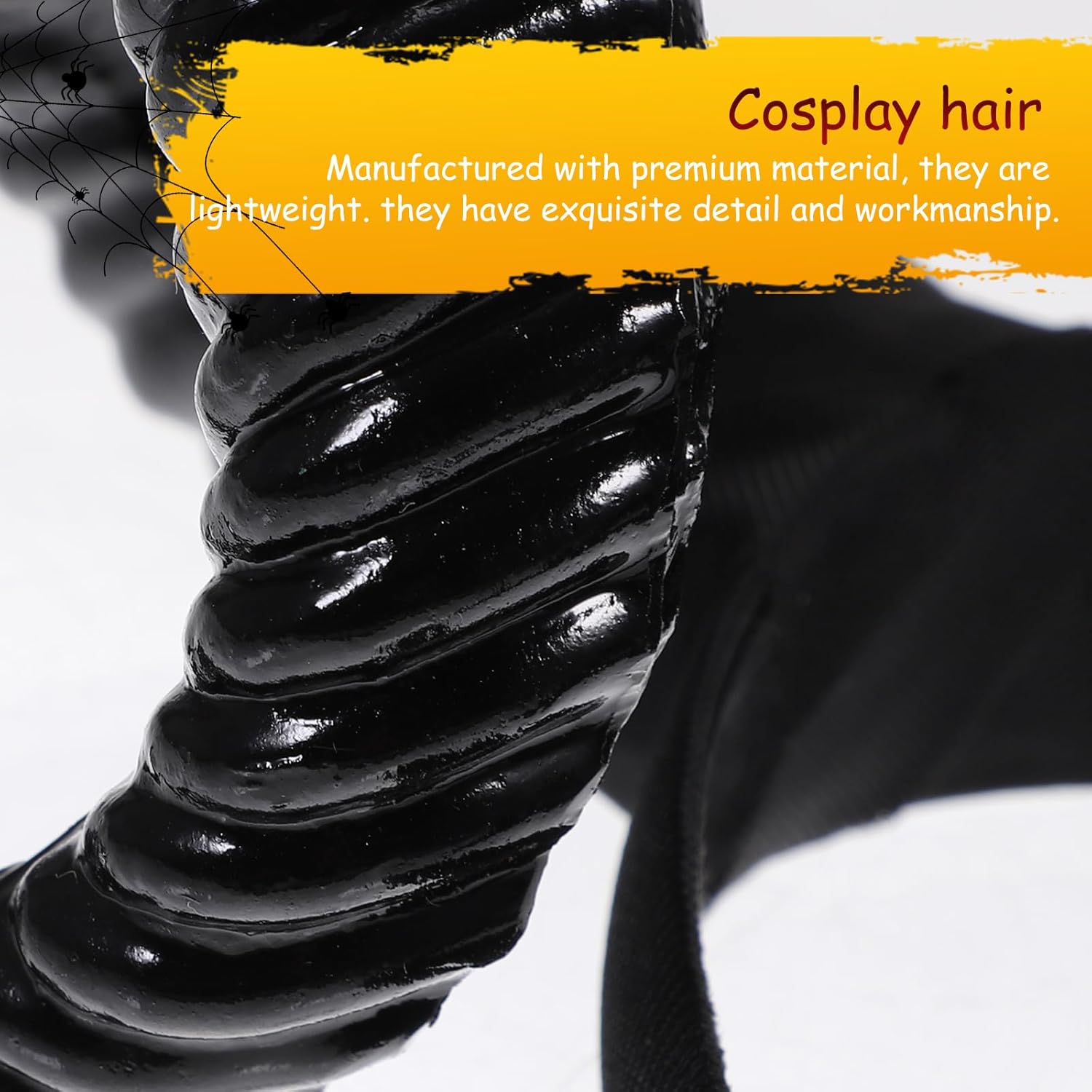NUOBESTY Black Sheep Horn Headband Devil Demon Horns Headband for Halloween Costume Cosplay Photo Props (Black) - Image 3