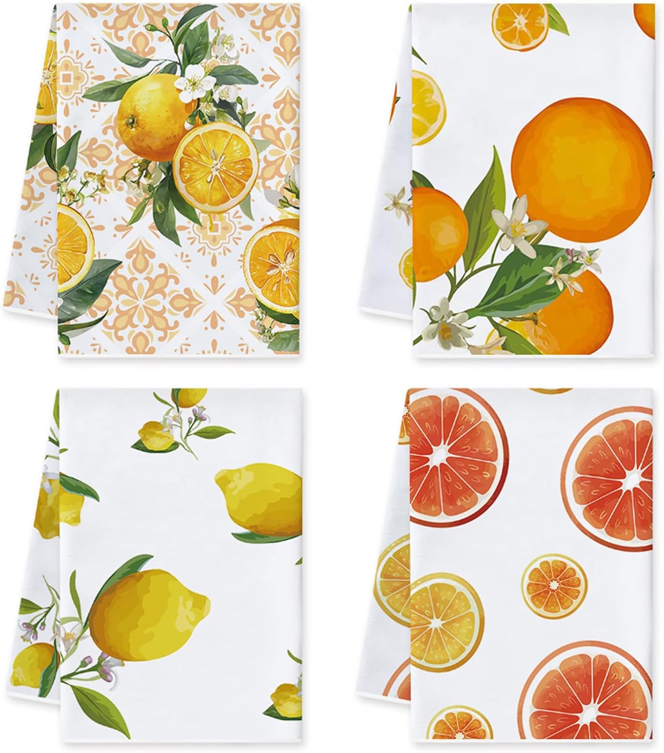 Limón Trapos Cocina, Paños Microfibra, 4 Piezas Paños de Cocina Decorativos, Blanco Toallas de Limpieza Multiuso, Graciosos para Mujer, Toallas para Decoración del Hogar, 45 × 66 CM