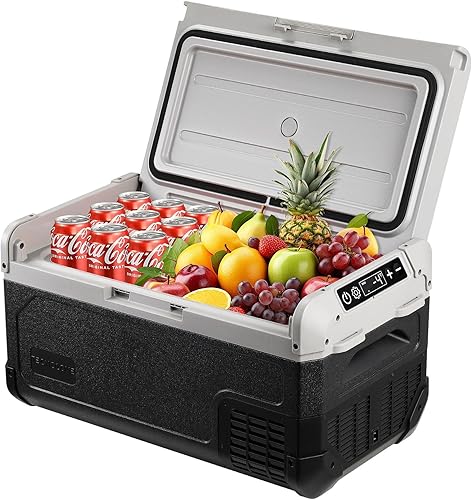 Refrigerador de automóvil de 12 V, refrigerador portátil de 21 cuartos de galón con evaporador de expansión de soplado, -4 ℉ ~ 68 ℉ 12/24 V CC y