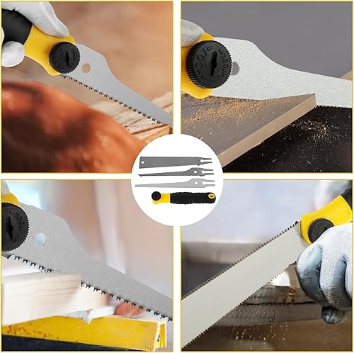 Miniatura 7 de Sierra de tracción japonesa Ryoba de acero de alto carbono, hoja de 12 pulgadas con 3 hojas de sierra, herramienta de corte para carpintería, poda y