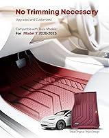 Vista 3 de YHTAUTO Alfombrillas de Piso de Coche de Ajuste Personalizado Rojo Claro para Tesla Model Y 2025-2020 (5 Asientos) No para Juniper, 1ra y 2da Fila