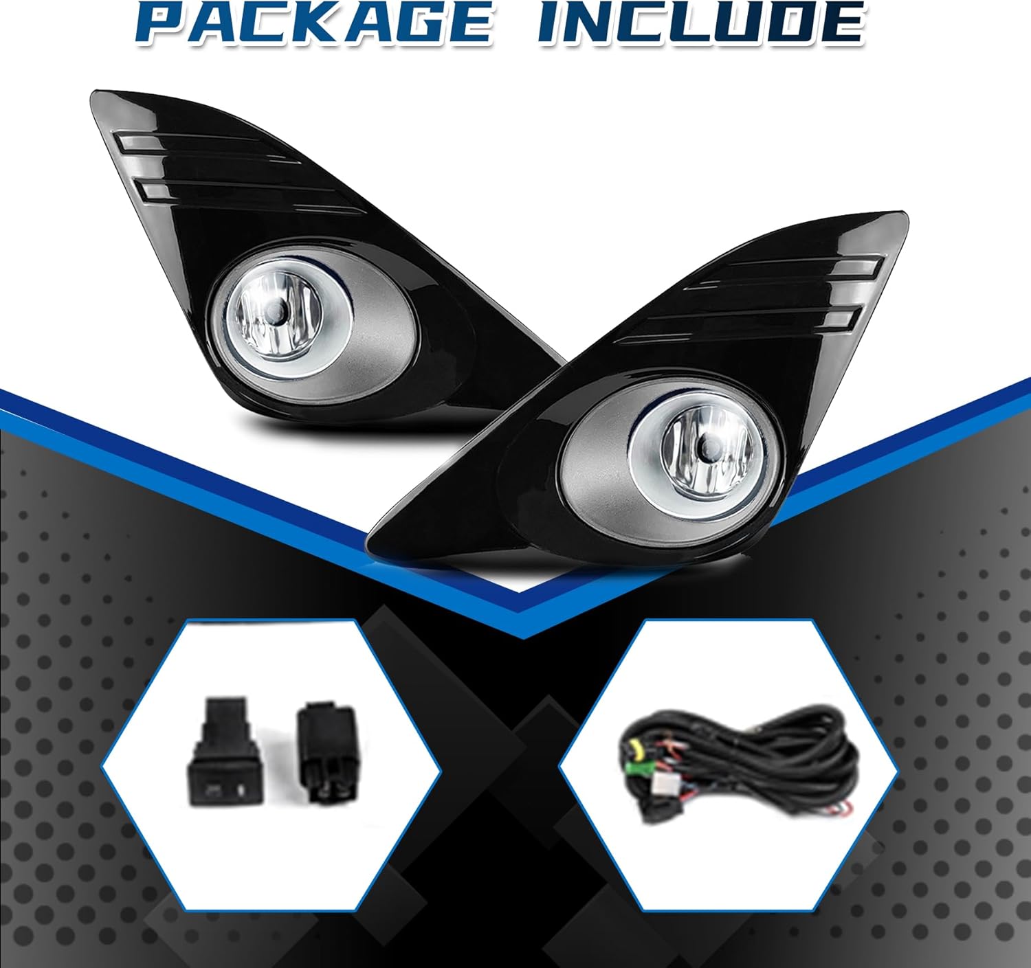 Shocklight Fog Lights Compatible with 2012 2013 2014 Camry Front Bumper Lamps Assembly with Wiring Harnesses and Switches Clear Lens 1 Pair of Fog Lamps