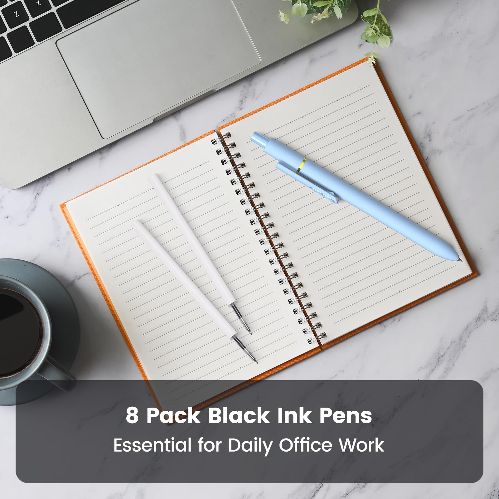 8Pcs Black Gel Pens - 0 7mm Medium Point Black Ink Pens Smooth Writing - Quick Drying Retractable — view 8