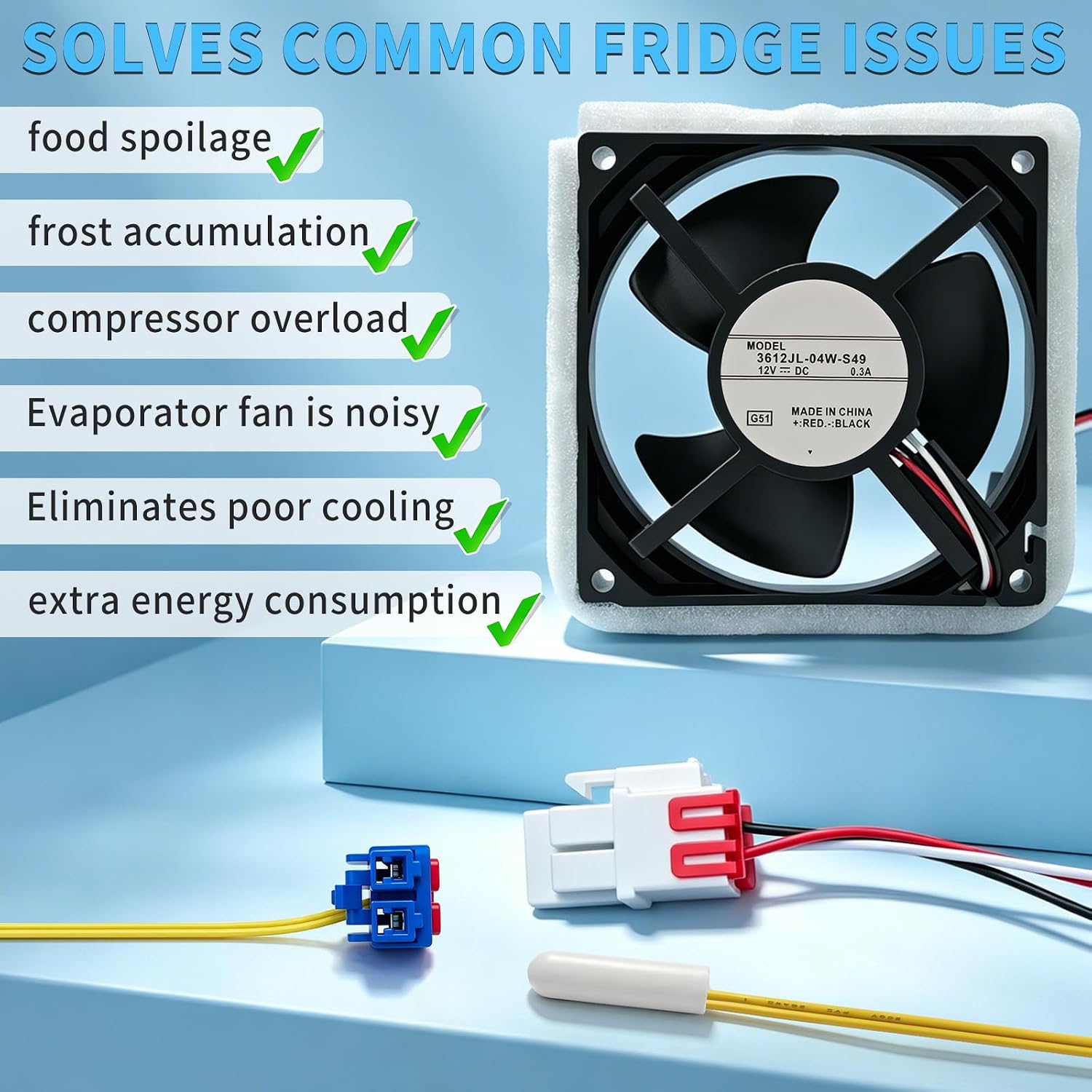 Refrigerator Evaporator Fan Replacement for Samsung RF18HFENBSR, RF28HMEDBSR, RF263BEAESR, RF28HFEDBSR, Compatible with RF260BEAESR, RF25HMEDBSR, RF28HFEDTSR (/AA) & More