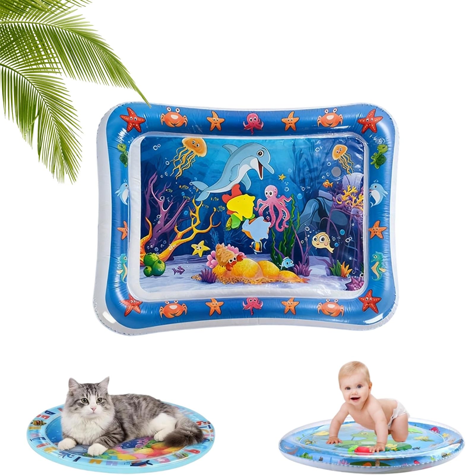 fisiorest Magical Pet Cooling and Play Mat, Cool Comfort Inflatable Water Mat,Chase, Splash, and Play All Day,Baby Toys for 3 to 24 Months,Cats and Dogs(F)