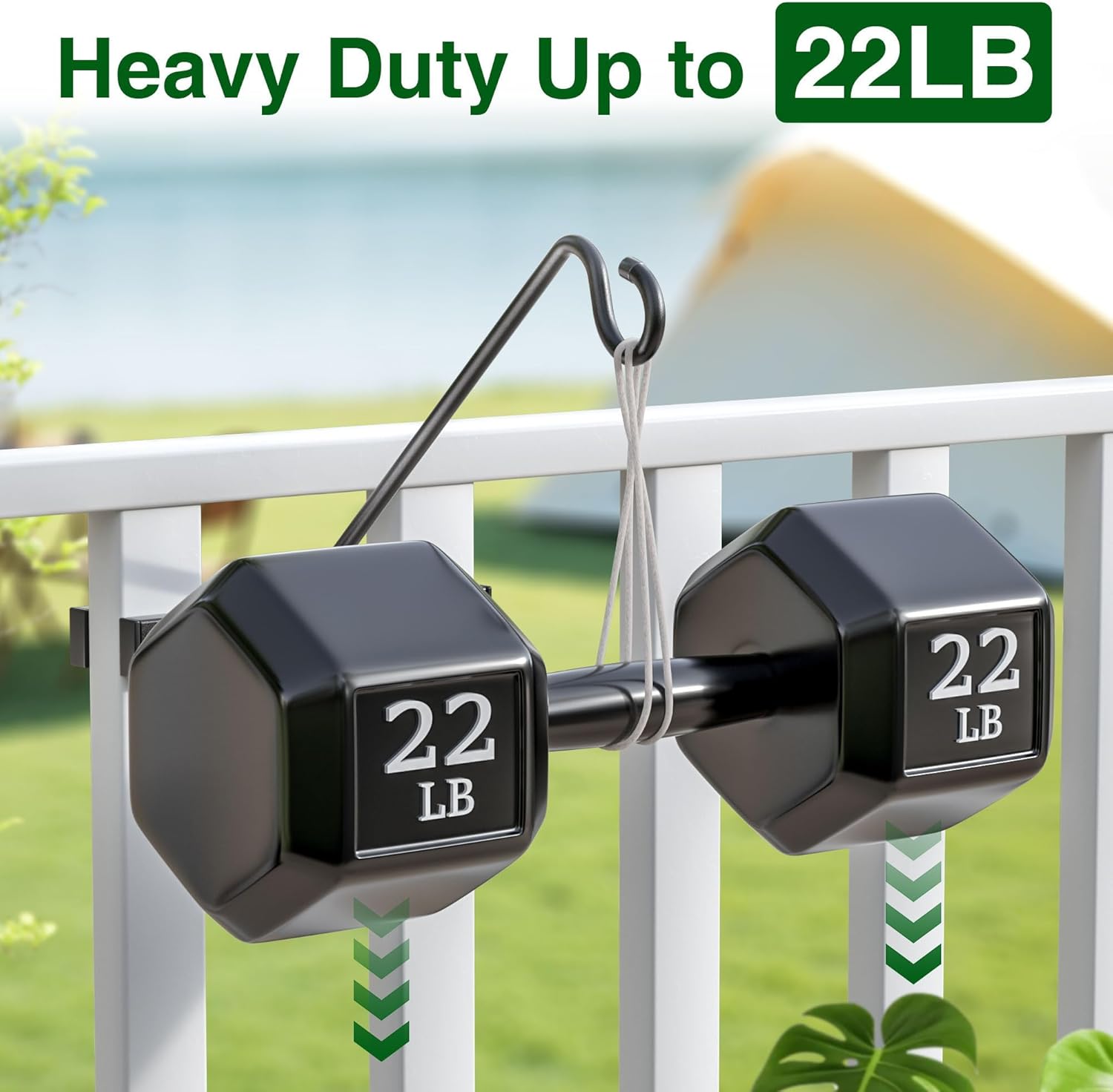 12-Inch 2 Pack Deck Bird Feeder Hanger for Railing, Outdoor Decor Plant Hanger, Balcony Railing Hook - 22LB Capacity - for Hanging Plants, Bird Feeders, Lanterns, Wind Chimes