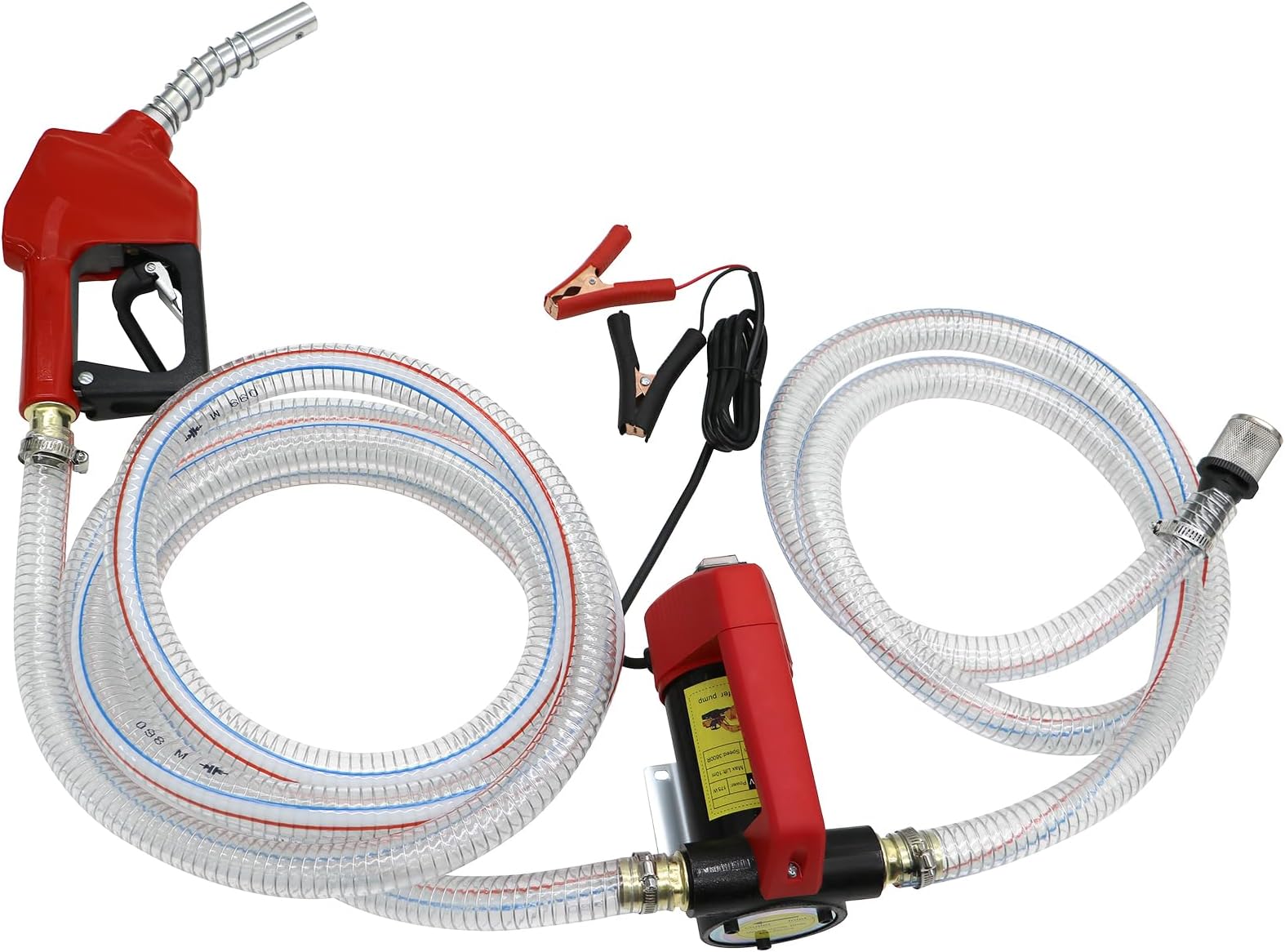 12V Fuel Transfer Pump, 12GPM Diesel Transfer Pump Kit, Self Priming DC Electric Fuel Transfer Pump With Nozzle Hose, Suitable For Diesel, Kerosene, Transformer Oil
