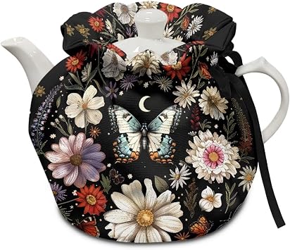 Tea Pot Cozy Tea Pot Cosy Insulating Tea Pot Cozies for Teapots Kitchen Accessory Home Table Decorative Breakfast Warmer Teapot Cozies Dust Cover-Butterfly Daisy and Flower