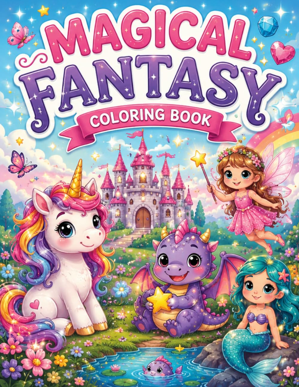 Magical Fantasy Coloring Book: Cute & Enchanting Fantasy Pages with Dragons, Mermaids, Fairies, Unicorns & Magical Creatures for Kids