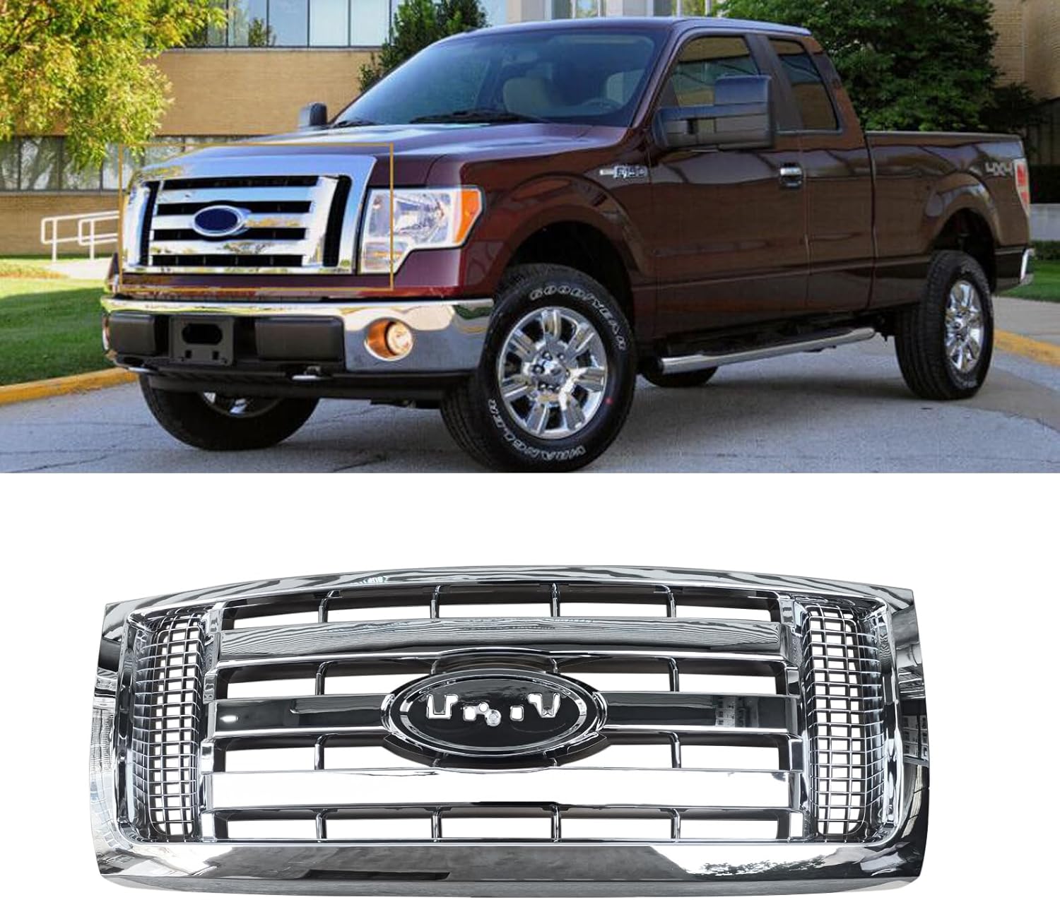 NINTE Front Bumper Grill For 20092014 Ford F150 F150 XLT ABS Chrome