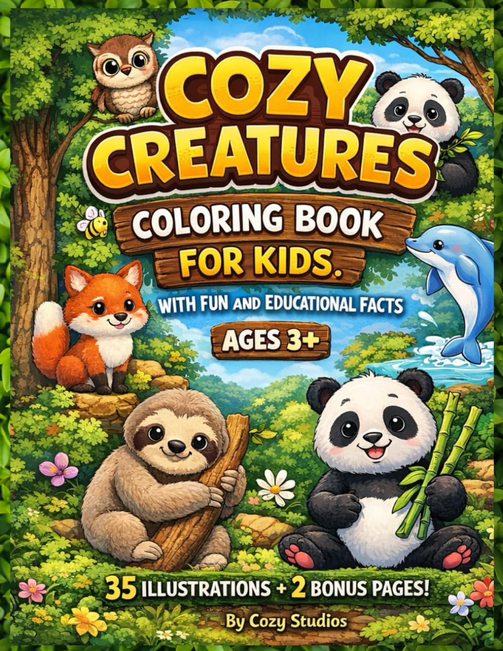 Cozy Creatures Coloring Book For Kids With Fun And Educational Facts: Bold Easy Simple coloring book with interesting facts for kids of ages 3+ for stress relief and mindfulness.