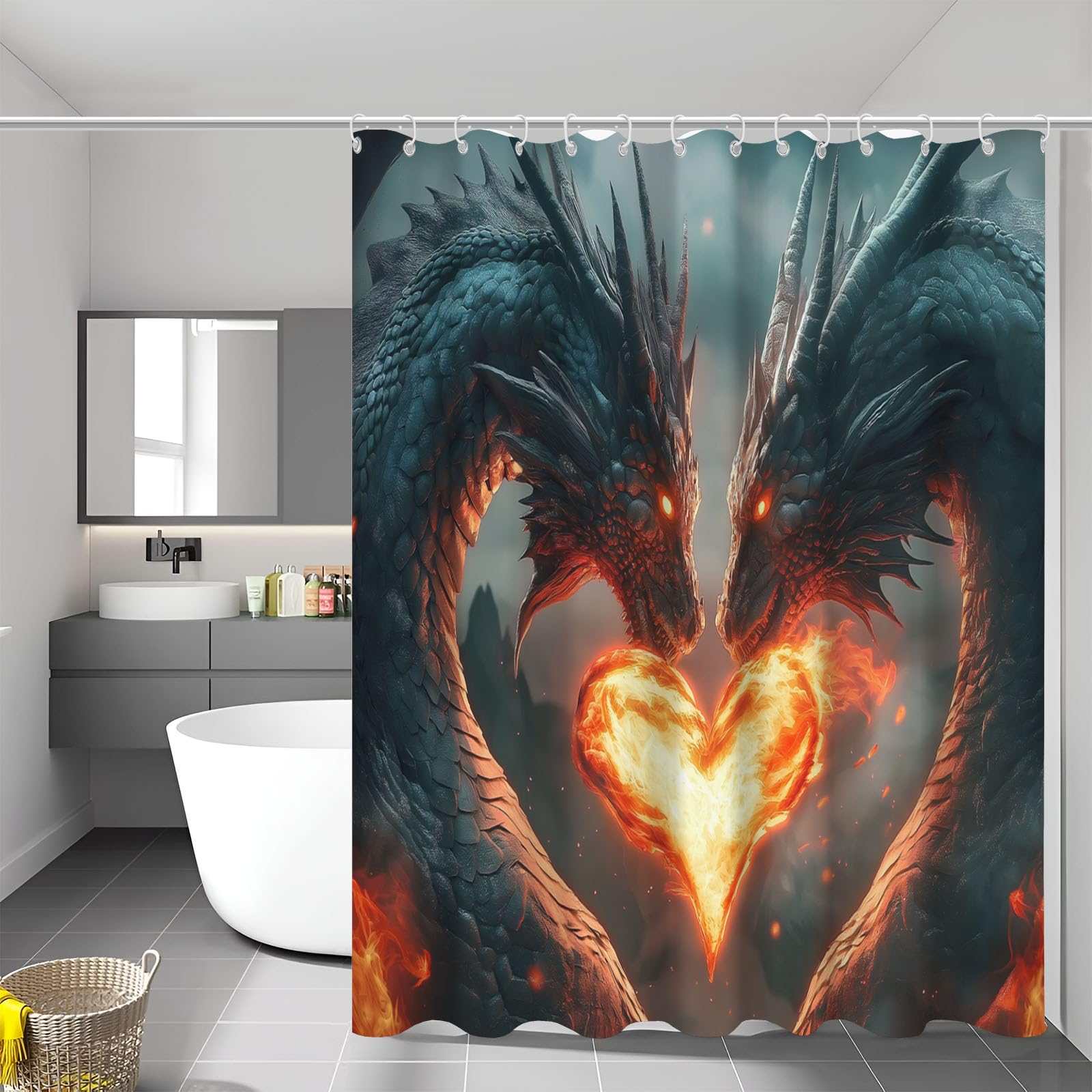 Rideau douche tissu polyester imperméable et lavable